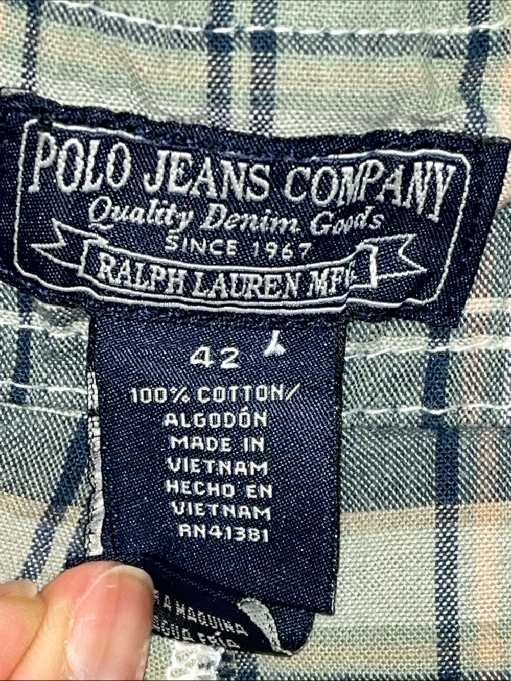 Ralph Lauren Shorts Mens 42 Green Blue Plaid Cargo Cotton Polo Jeans Co. Preppy - Picture 4 of 5